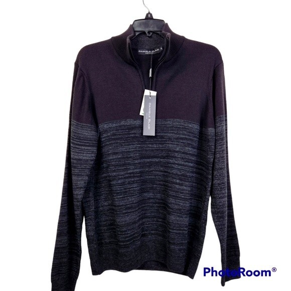 NEW Daniele Blasi Men's 1/4 Zip Mock Neck Lightweight Pullover Sweater Size M